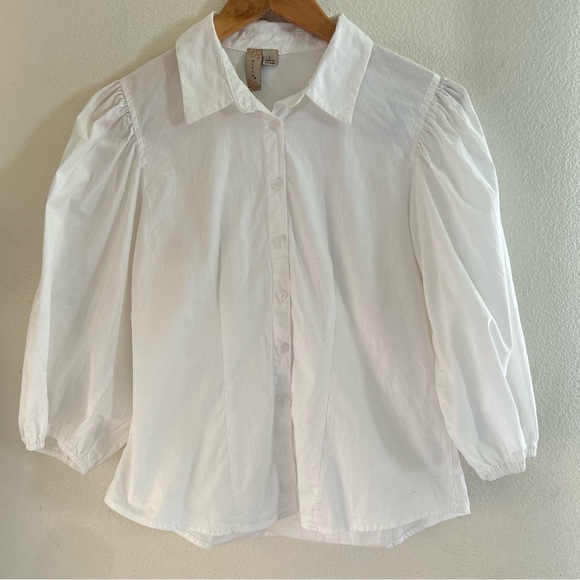Misia | White Puff Sleeve Button-Up Blouse - Picture 1 of 8